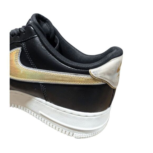 NIKE Air Force 1 Low 'Metallic Swoosh Black' Sneakers Size 9.5 - Picture 14 of 16